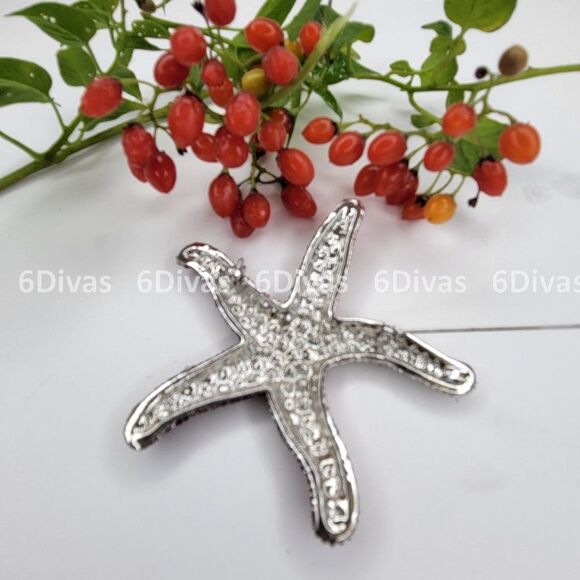 TWO colored Large Starfish Brooch Pin studded with bling - Picture 2 of 6
